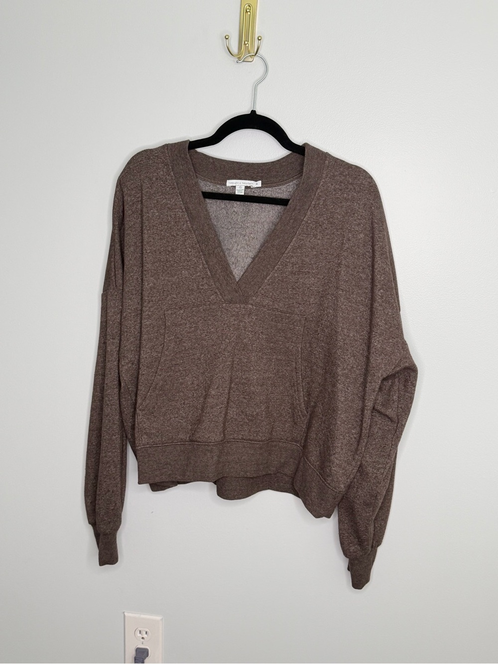 Cozy Threads 4 Thought Aberdeen Brushed V Neck Sweater Brown XL